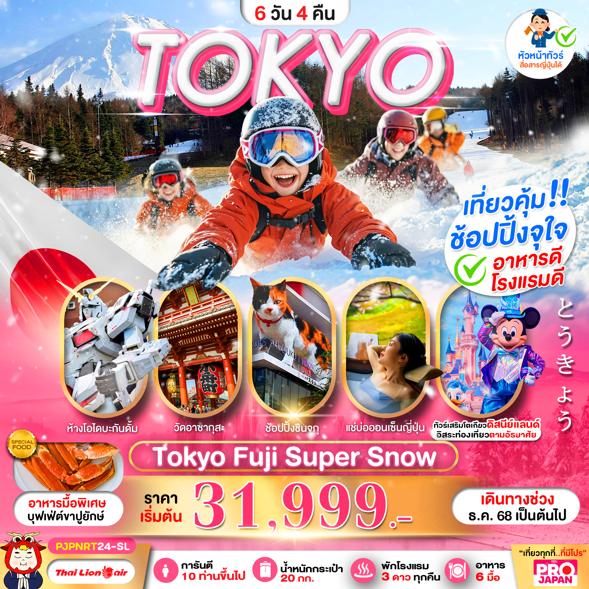 ทัวร์ญี่ปุ่น TOKYO FUJI SUPER SNOW  6วัน 4คืน SL
