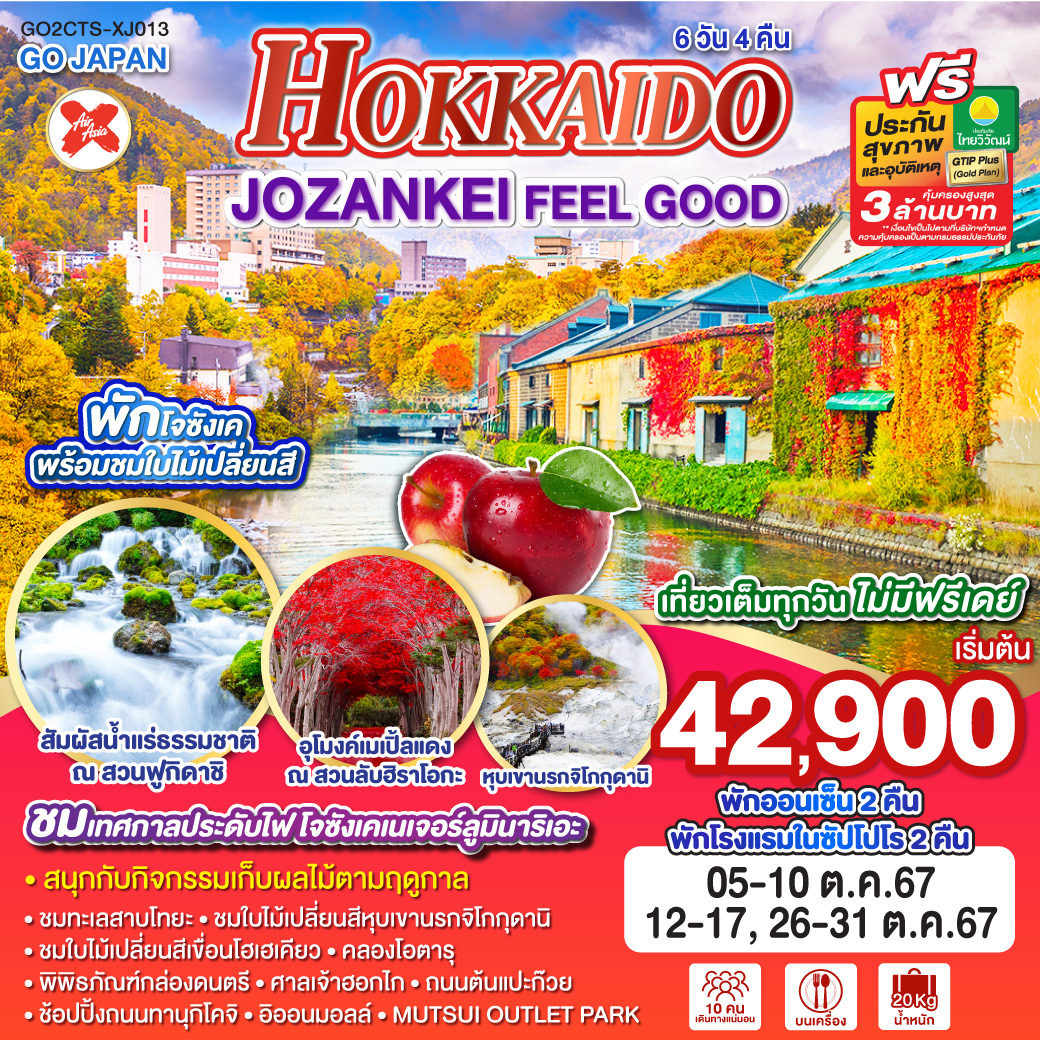 ทัวร์ญี่ปุ่น HOKKAIDO JOZANKEI FEEL GOOD 6วัน 4คืน XJ