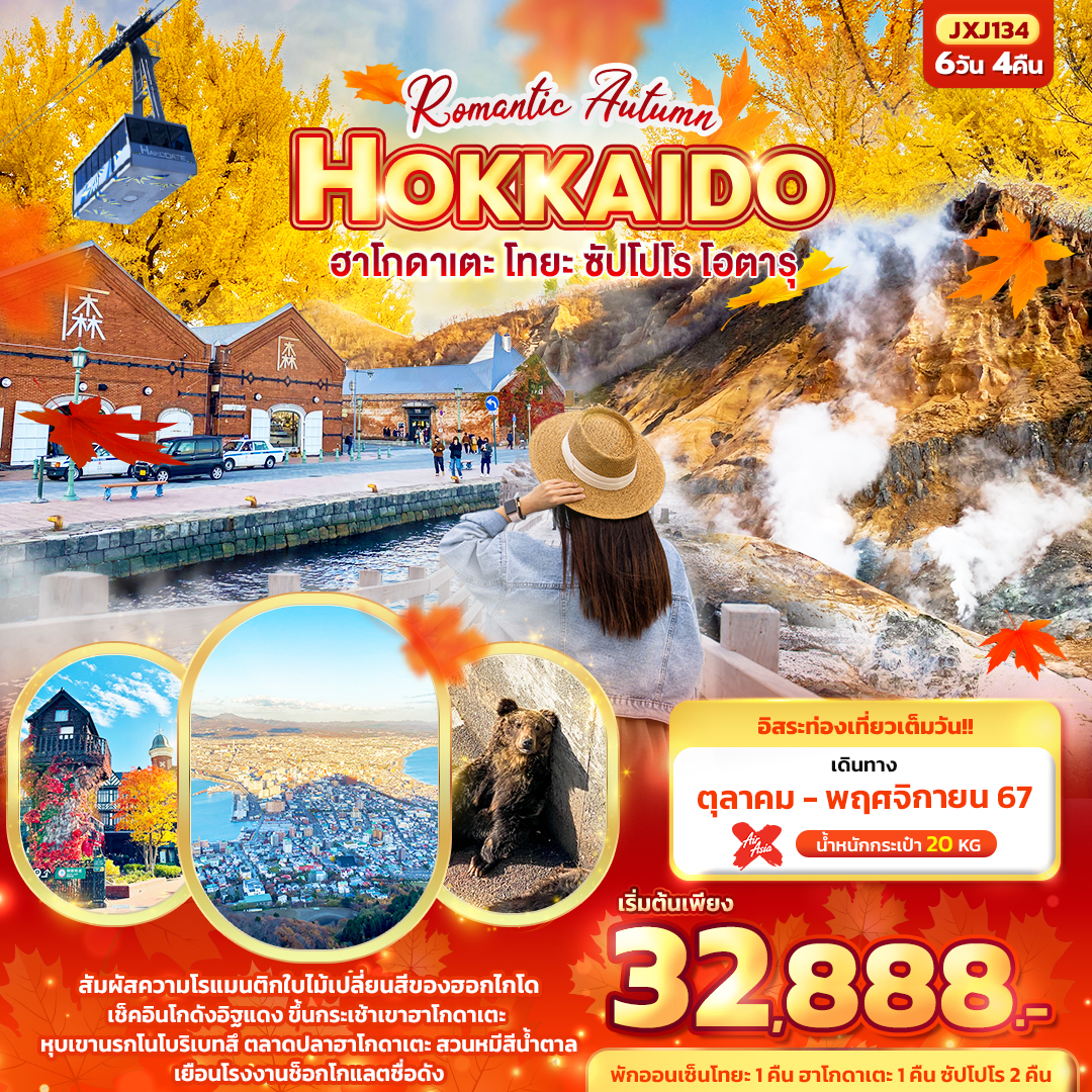 ทัวร์ญี่ปุ่น Romantic Autumn HOKKAIDO ฮาโกดาเตะ โทยะ ซัปโปโร 6วัน 4คืน XJ