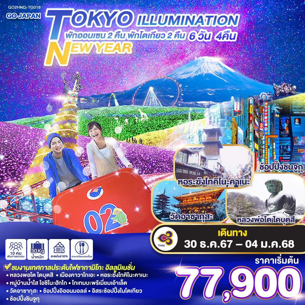 ทัวร์ญี่ปุ่น TOKYO ILLUMINATION NEW YEAR 6วัน 4คืน TG