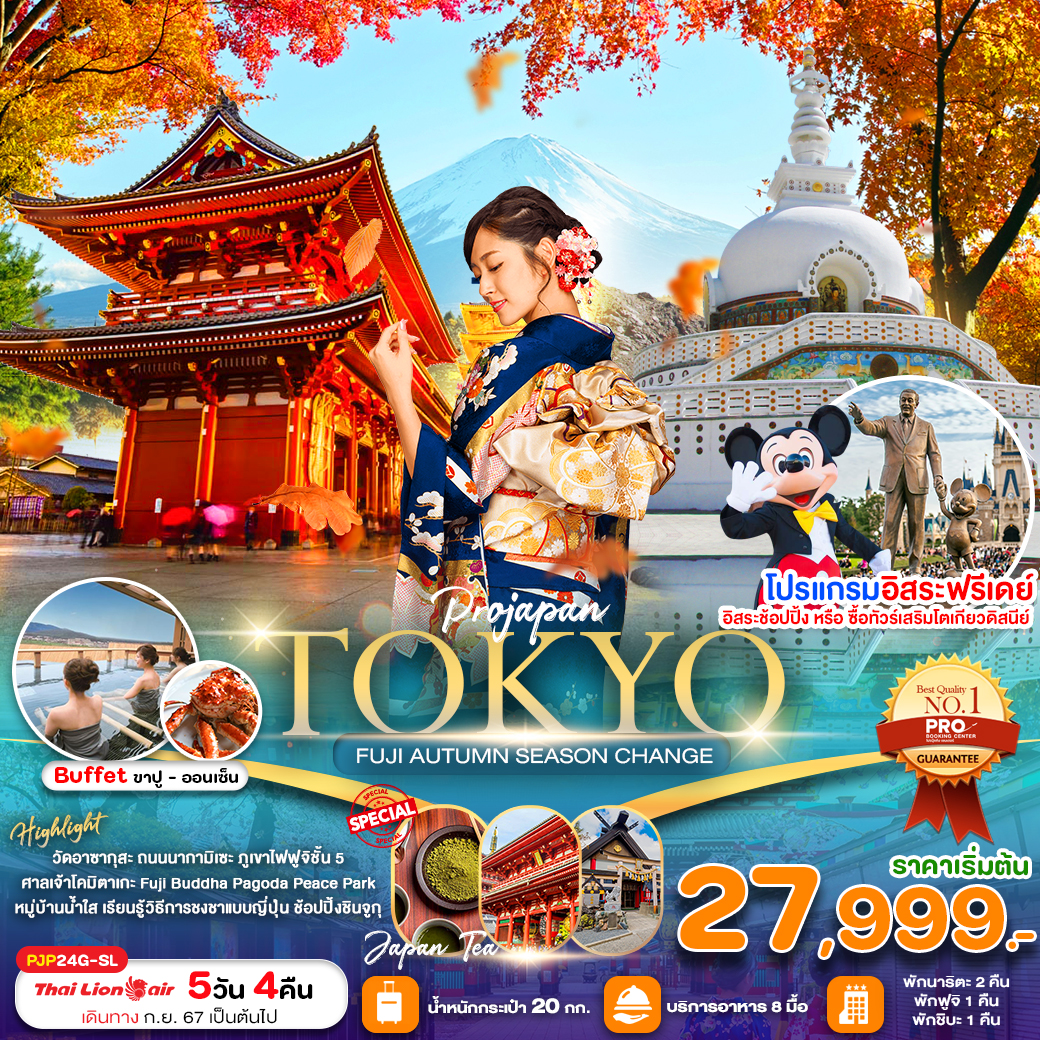 ทัวร์ญี่ปุ่น TOKYO FUJI AUTUMN SEASON CHANGE 5วัน 4คืน SL