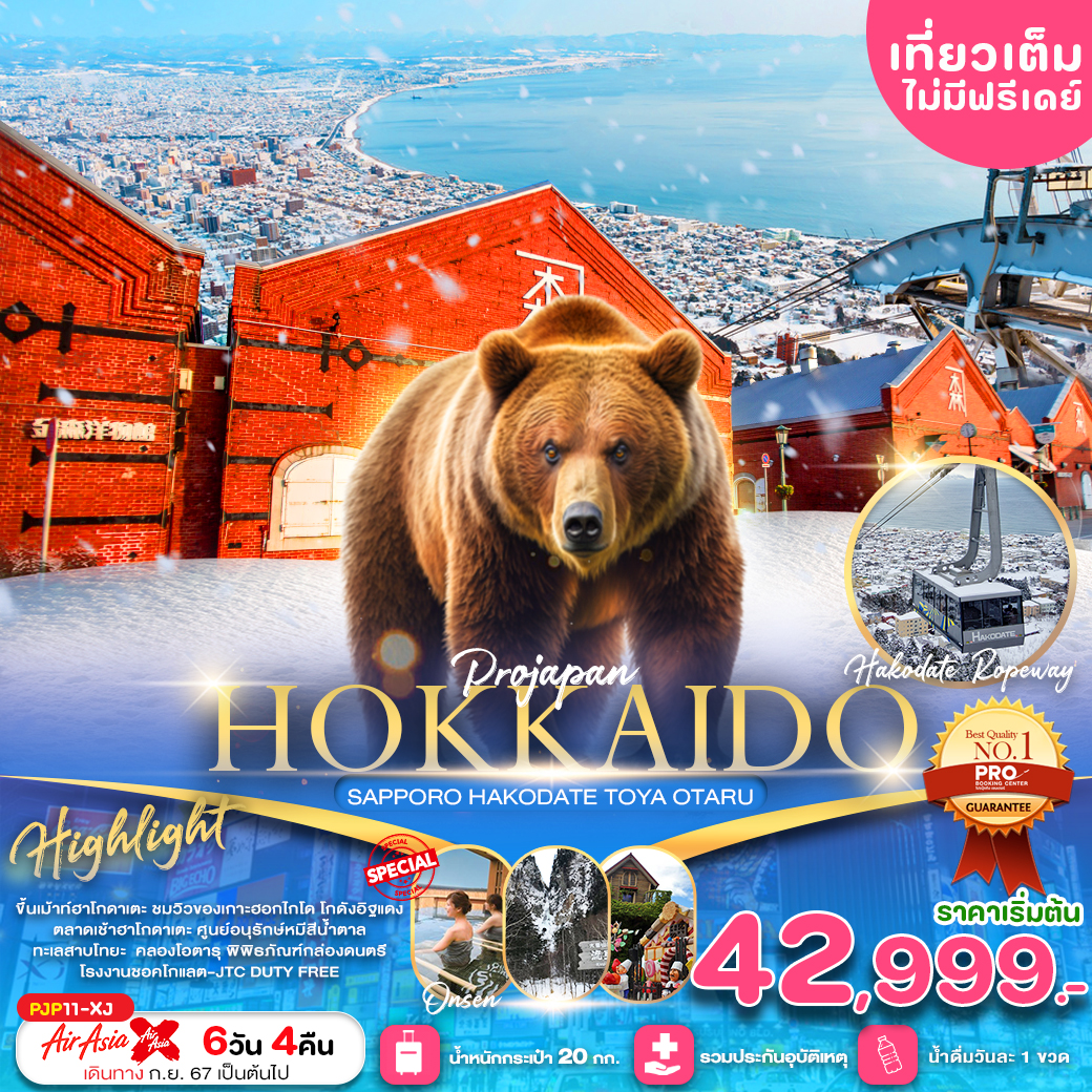 ทัวร์ญี่ปุ่น HOKKAIDO SAPPORO HAKODATE TOYA OTARU 6วัน 4คืน XJ