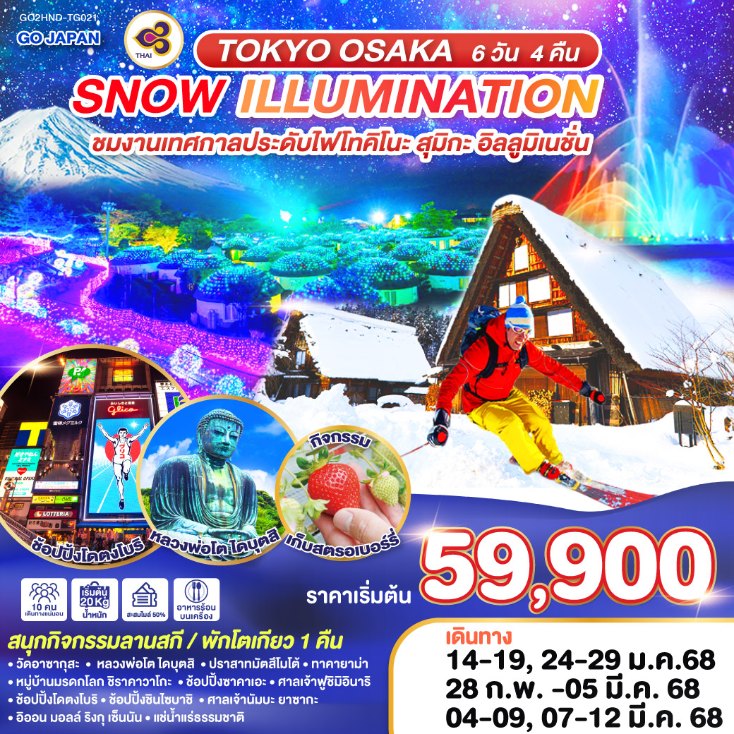 ทัวร์ญี่ปุ่น TOKYO OSAKA SNOW ILLUMINATION 6วัน 4คืน TG