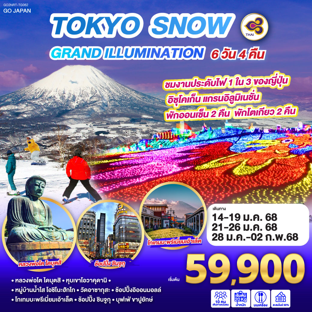 ทัวร์ญี่ปุ่น TOKYO SNOW GRAND ILLUMINATION 6วัน 4คืน TG