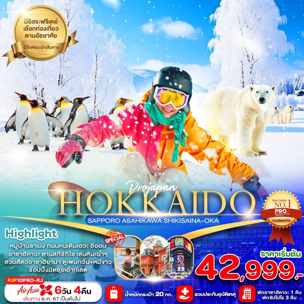 ทัวร์ญี่ปุ่น SAPPORO ASAHIKAWA SHIKISAINA-OKA 6วัน 4คืน XJ