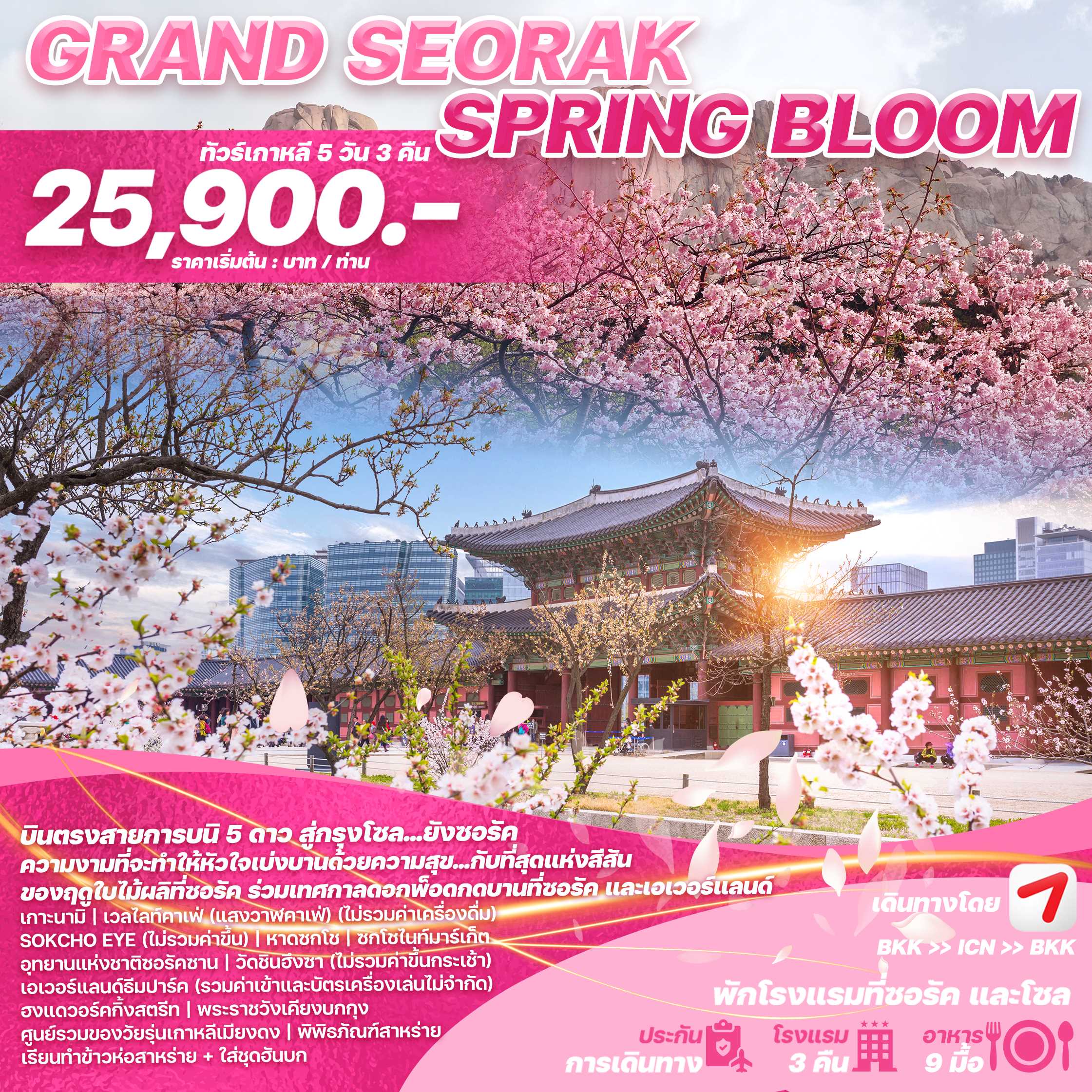 ทัวร์เกาหลี GRAND SEORAK SPRING BLOOM 5วัน 3คืน OZ