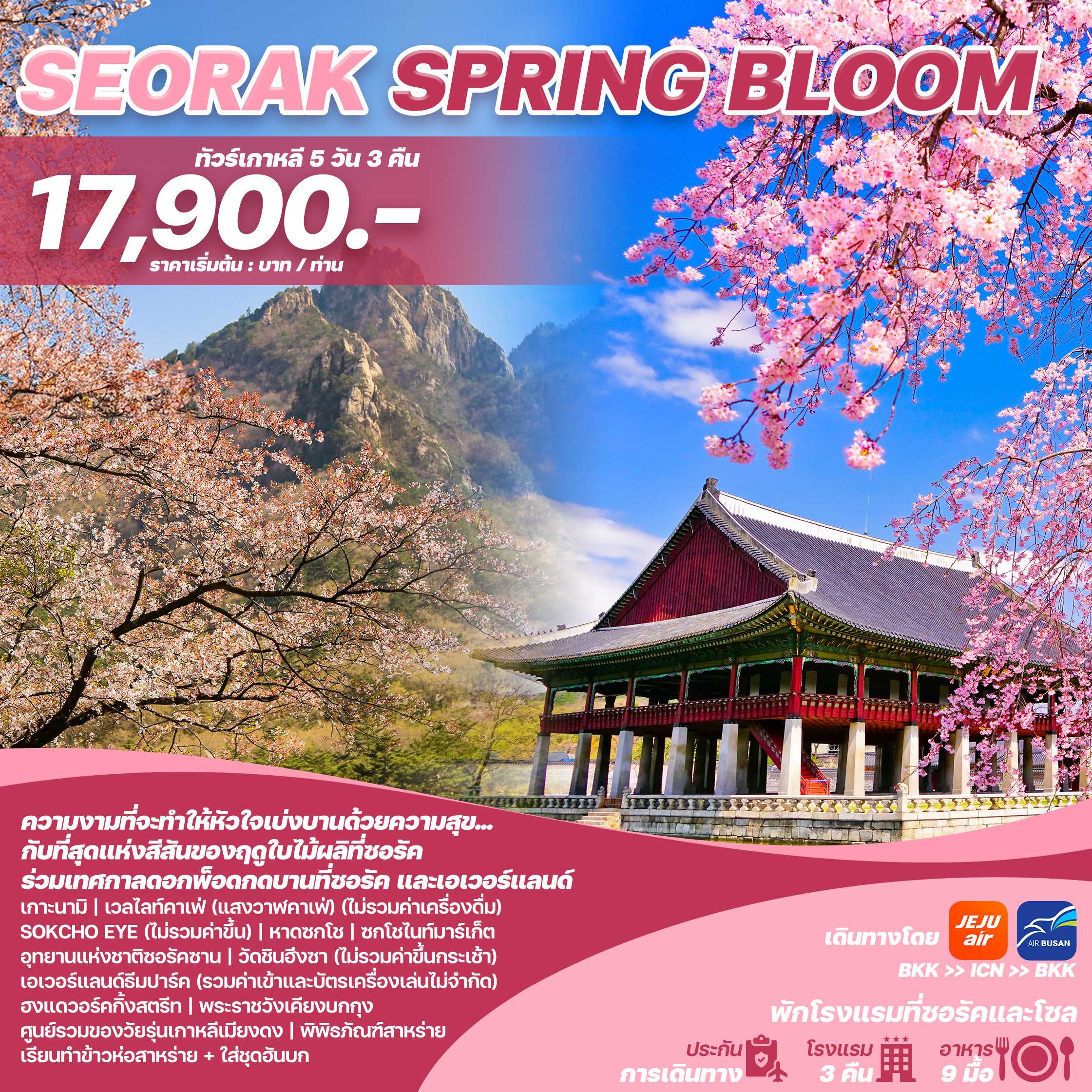 ทัวร์เกาหลี SEORAK SPRING BLOOM 5วัน 3คืน 7C / BX