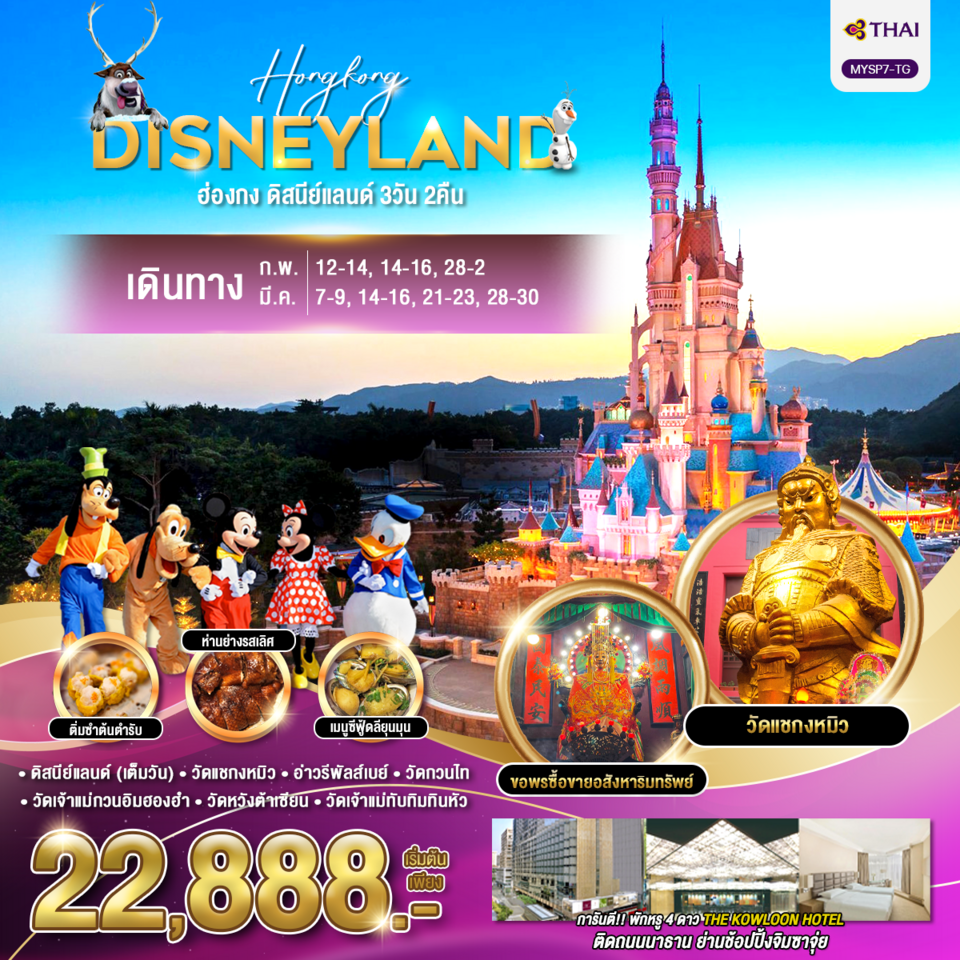 ทัวร์ฮ่องกง HONGKONG DISNEYLAND 3วัน 2คืน TG