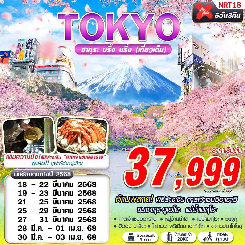 ทัวร์ญี่ปุ่น TOKYO ซากุระ บริ้งบริ้ง (เที่ยวเต็ม บินดึก) 5วัน 3คืน XJ