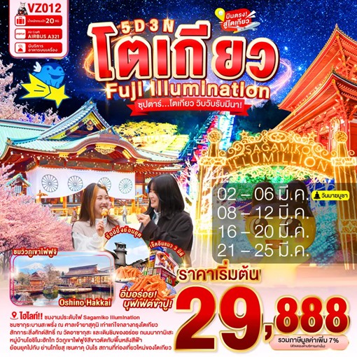 ทัวร์ญี่ปุ่น TOKYO FUJI ILLUMINATION ซุปตาร์...โตเกียว วิบวับรับมีนา! 5วัน 3คืน VZ