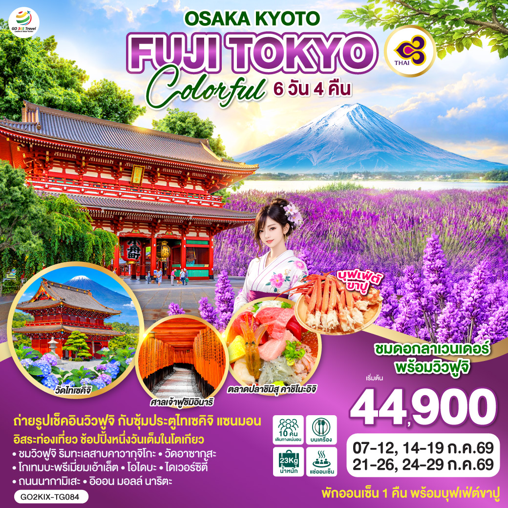 ทัวร์ญี่ปุ่น  OSAKA KYOTO FUJI TOKYO COLORFUL 6วัน 4คืน TG