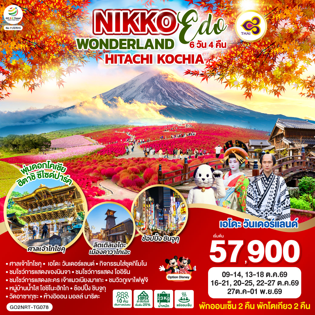 ทัวร์ญี่ปุ่น NIKKO EDO WONDERLAND HITACHIKOCHIA 6วัน 4คืน TG